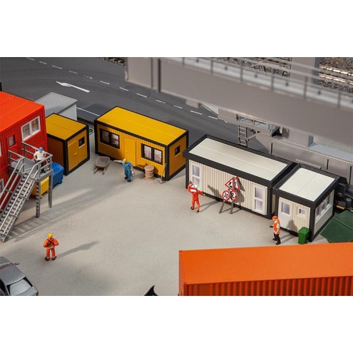Faller 130136 - 4 Baucontainer, gelb-schwarz / grau-schwarz