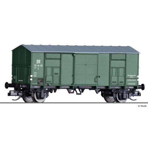Tillig 14889 - Gedeckter Güterwagen, Materiallagerwagen, der DR, Ep. III