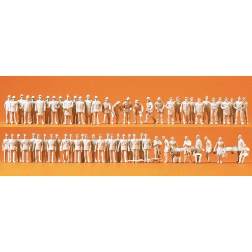 Preiser 16339 - Feuerwehr, Polizei und Rettungsdienst, unbemalt, 60 St.