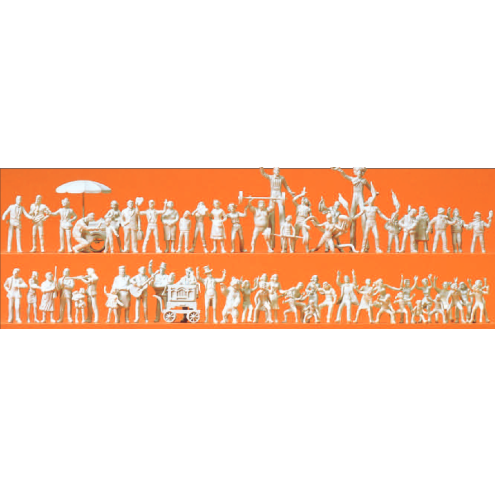 Preiser 16342 - Volksfestbesucher, Schausteller, 60 Stück unbemalt