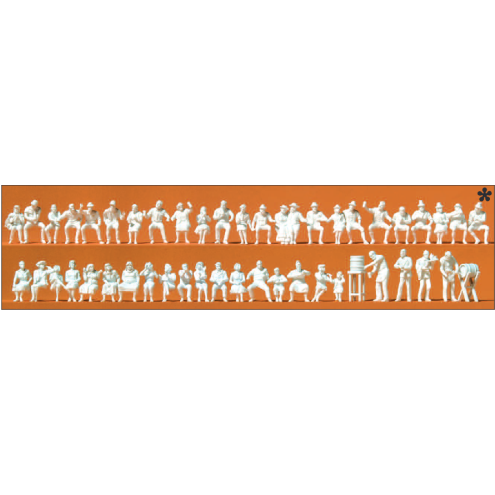 Preiser 16356 - Im Biergarten. 46 unbemalte Miniaturfiguren