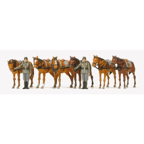 Preiser 16597 - Stehende Zugpferde. Pferdehalter. Deutsches Reich 1939-45