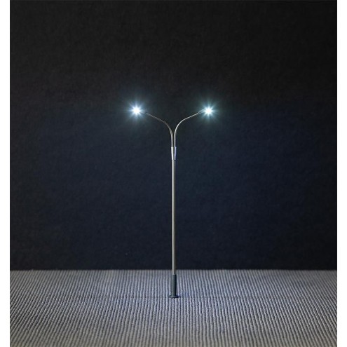 Faller 180201 - LED-Straßenbeleuchtung, Peitschenleuchte, Doppelausleger, H0