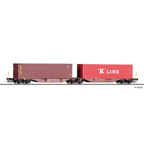 Tillig 18070 - Containertragwagen Sggmrss der Touax, Ep. VI