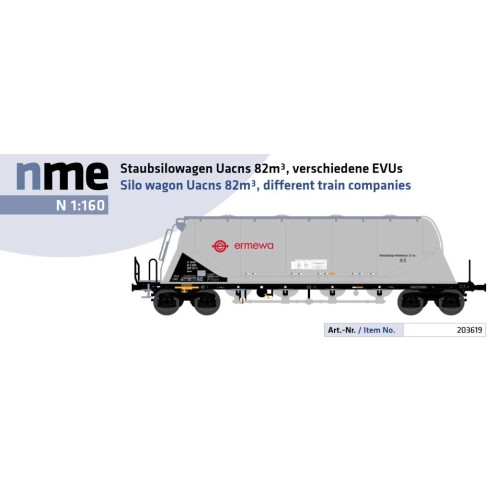 NME 203619 - Zementsilowagen Uacns "ERMEWA", silber