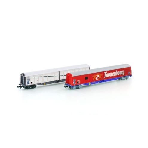 Hobbytrain 23442 - 2er Set Schiebewandwagen Habis SNCF/Kronenbourg, Ep.V-VI
