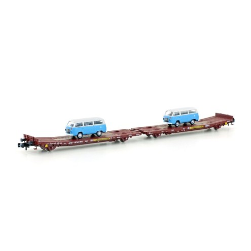 Hobbytrain 23782 - Flachwagen TWA 800A Ladks mit 2x VW T2 Transwaggon, Ep.VI