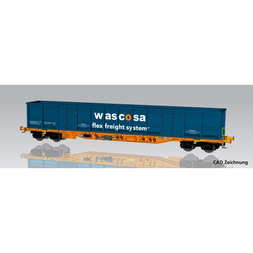 Piko 24566 - Containertragwagen Sgnns mit E-Aufbau blau CH-Wascosa VI