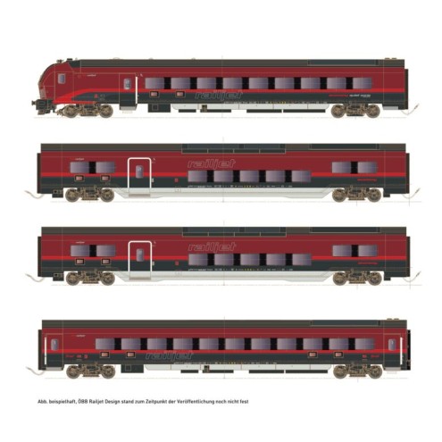 Hobbytrain 25401 - Railjet DANI Set 1 mit Steuerwagen, 3-tlg. ÖBB, Ep.VI