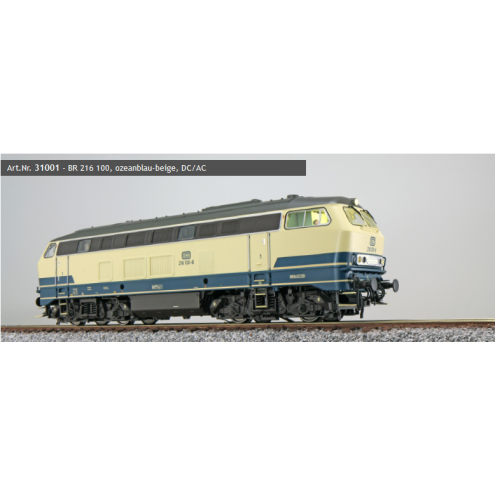 ESU 31001 - Diesellok, H0, BR 216, 216 100 DB, ozeanblau/beige, Ep IV, Vorbildzustand um 1978, Sound+Rauch, DC/AC