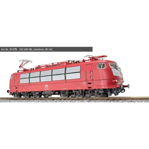 ESU 31175 - E-Lok, H0, BR 103, 103 205 DB, Orientrot, Ep V, Vorbildzustand um 1992, LokSound, Pantograph, DC/AC