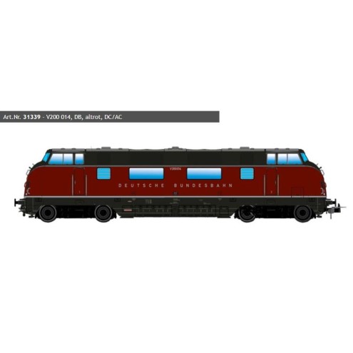 ESU 31339 - Diesellok, H0, V200.0, V200 014 DB, altrot, Ep III, Vorbildzustand um 1957, Sound+Rauch, DC/AC