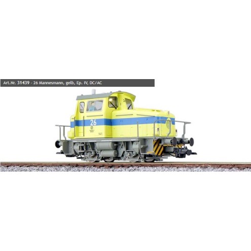 ESU 31439 - Diesellok, H0, KG230, 26 Mannesmann, gelb, Ep IV, Vorbildzustand um 1982, LokSound, Raucherzeuger, Rangierkupplung, DC/AC