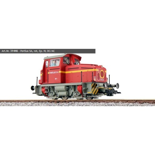 ESU 31446 - Diesellok, H0, KG230, Portlux SA, rot, Ep IV, Vorbildzustand um 1985, LokSound, Raucherzeuger, Rangierkupplung, DC/AC