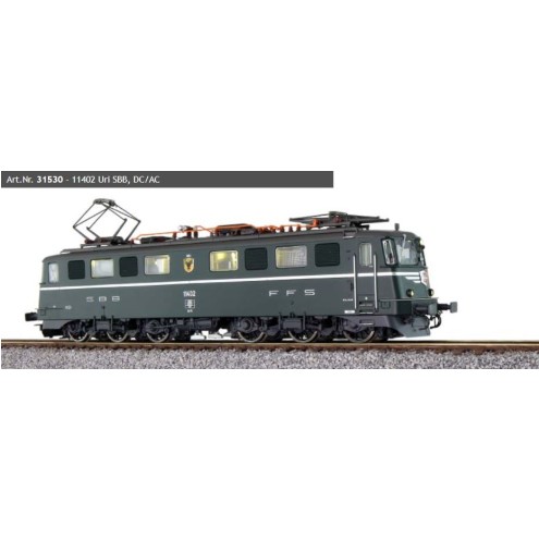 ESU 31530 - E-Lok, H0, AE6/6, 11402 Uri SBB, Dunkelgrün, Ep IV, Vorbildzustand um 1979, LokSound, Panto, DC/AC