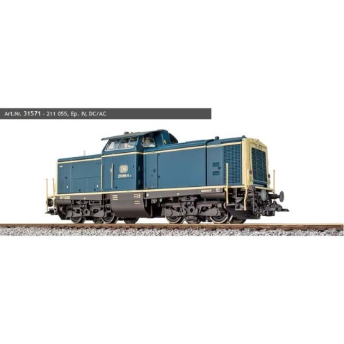 ESU 31571 - Diesellok, H0, V100.10, 211 055 DB, ozeanblau-beige, Ep IV, Vorbildzustand um 1980, LokSound, Rauch, Kupplung DC/AC