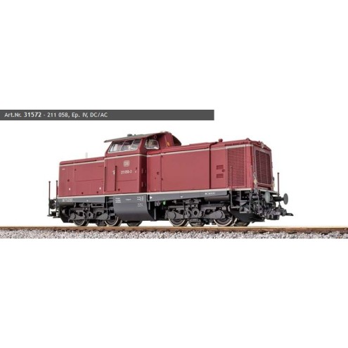 ESU 31572 - Diesellok, H0, V100.10, 211 058 DB, altrot, Ep IV, Vorbildzustand um 1982, LokSound, Rauch, Kupplung DC/AC