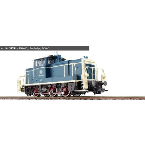 ESU 31741 - Diesellok, H0, V60, 260 610 DB, ozeanblau-beige, Ep IV, Vorbildzustand um 1980, LokSound, Rauch, Kupplung DC/AC