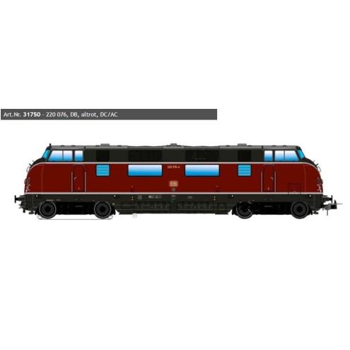 ESU 31750 - Diesellok, H0, V200.0, 220 076 DB, altrot, Ep IV, Vorbildzustand um 1977, Sound+Rauch, DC/AC