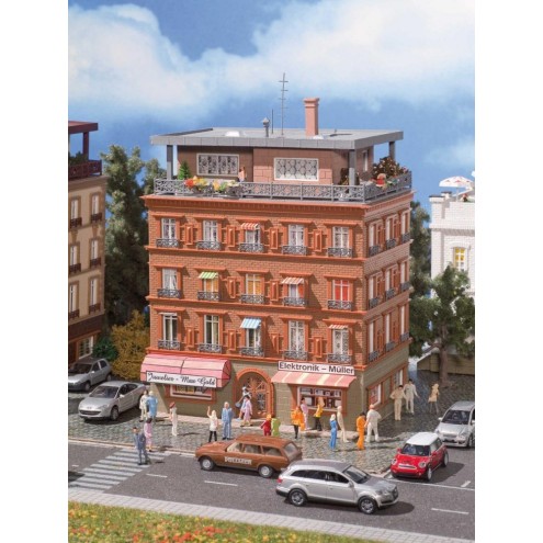 Vollmer 43611 - H0 Penthaus mit Dachterrasse, rot
