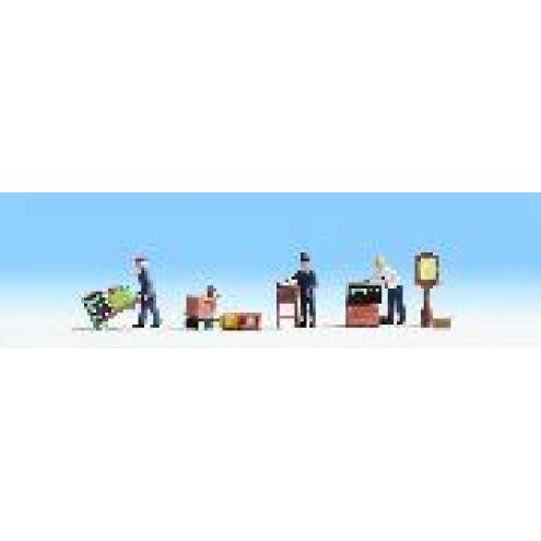 Noch 36286 - Gepäckträger, 3 Figuren + Zubehör
