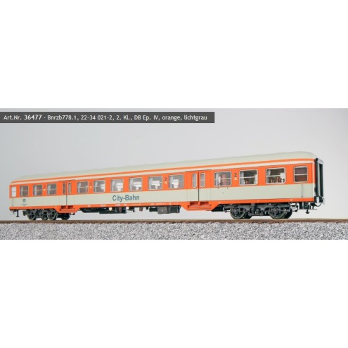 ESU 36477 - n-Wagen, H0, Bnrzb778.1, 2. Kl., DB Ep. IV, orange, lichtgrau, DC