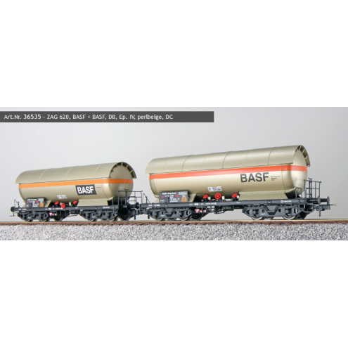 ESU 36535 - Gas-Kesselwagen Set H0, ZAG 620, BASF 33 80 781 6 098-7 + BASF 33 80 781 6 101-9, DB Ep. IV, perlbeige