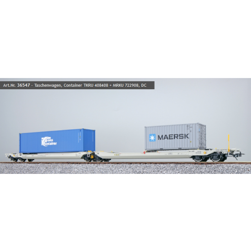 ESU 36547 - Taschenwagen, H0, Sdggmrs, 37 84 499 3 179-9, NL-AAEC Ep. VI, Container TKRU 408408 + MRKU 722908, DC
