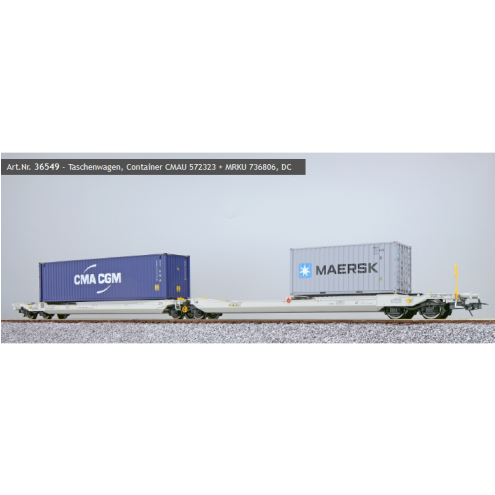 ESU 36549 - Taschenwagen, H0, Sdggmrs, 31 84 495 5 740-0, NL-RN Ep. VI, Container CMAU 572323 + MRKU 736806, DC