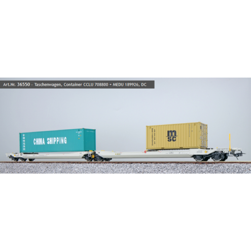 ESU 36550 - Taschenwagen, H0, Sdggmrs, 31 84 495 5 761-6, NL-RN Ep. VI, Container CCLU 708800 + MEDU 189926, DC-0, NL-RN Ep. VI, Container CMAU 572323 + MRKU 736806, DC