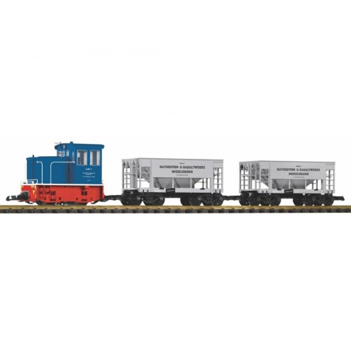 Piko 37151 - G-Start Set Werkbahn Diesellok GE 25T mit 2 Schüttgutwagen 230V