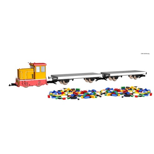 Piko 37155 - G-Start Set Güterzug "Klemmbausteinwagen" R/C