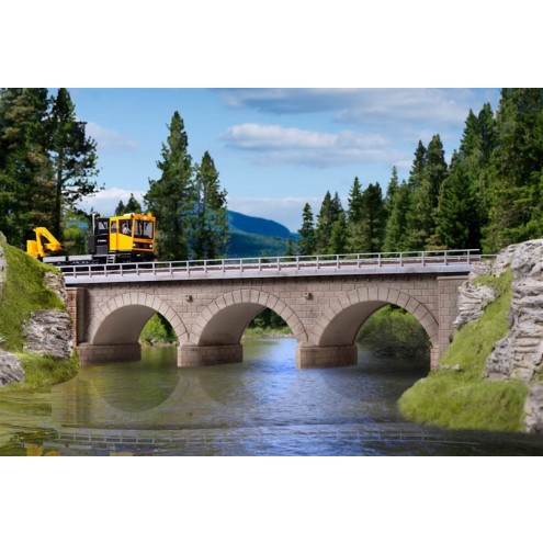 Kibri 39721 - H0 Steinbogenbrücke mit Eisbrecherpfeilern gerade, eingleisig
