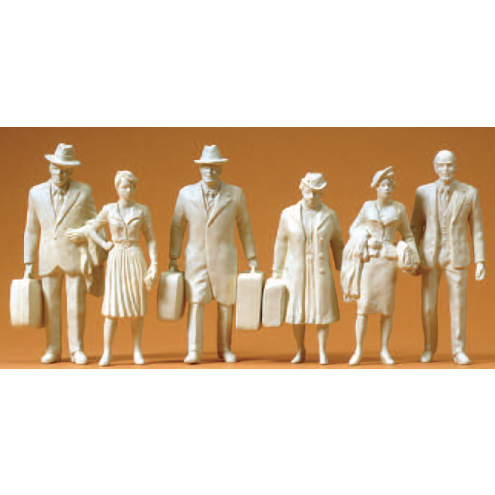 Preiser 45177 - Reisende (6 unbemalte Miniaturfiguren)