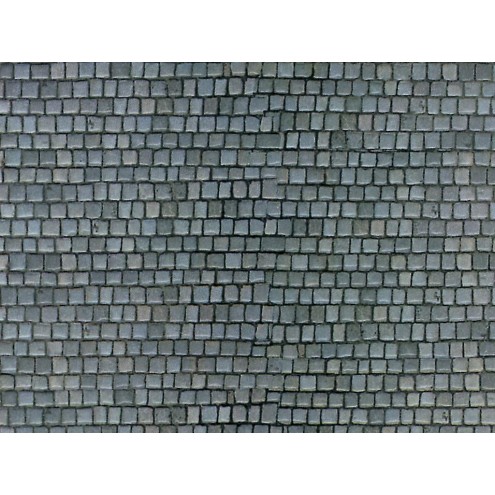 Vollmer 46041 - H0 Mauerplatte Pflasterstein aus Karton, 25 x 12,5 cm, 10 Stück