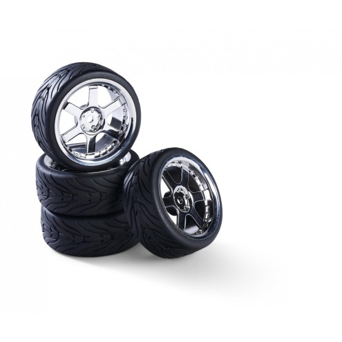 Carson 500900191 - 1:10 Räderset 6 Sp.-Design (4) chrom
