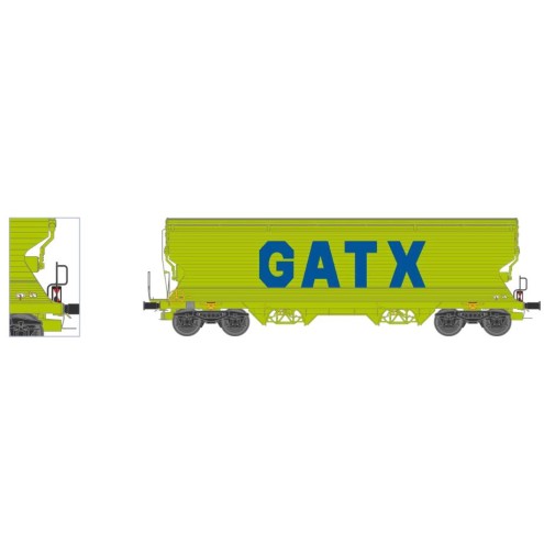 NME 525690 - Getr.wag. Tagnpps 95m³ "GATX", neongrün, m. Zugschl.bel. DE, DC/DCC