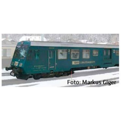 NME 538590 - Steuerwagen mit Zugzielanzeige, altes BLS Logo, dunkelgrün, m. Innenbel., DC/DCC