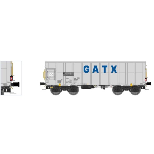 NME 545690 - Offener Güterwagen Eamnos 11,3m "GATX", hellgrau, m. Zugschl.bel. DE, DC/DCC