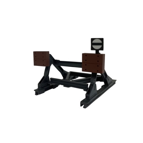 Lenz 55065 - Prellbock mit Holzplatte, Messing Fertigmodell