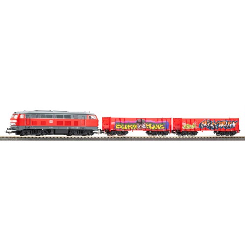Piko 57032 - Start-Set kids Güterzug BR 218 DB AG mit zwei offenen Güterwagen Eaos