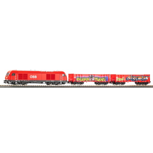 Piko 57033 - Start-Set kids Güterzug Rh 2016 ÖBB mit zwei offenen Güterwagen Eaos