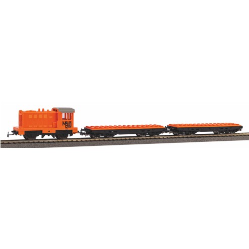 Piko 57143 - Start-Set mit Bettung Güterzug mit Klemmbausteine-Wagen R/C
