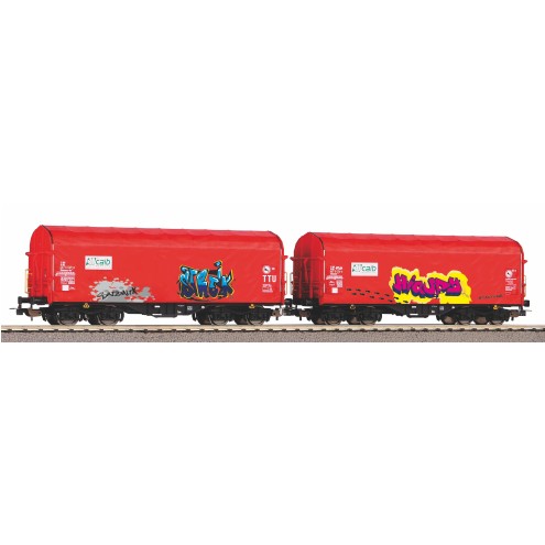 Piko 58257 - 2er Set Schiebeplanenwg. Caib NS V mit Graffiti