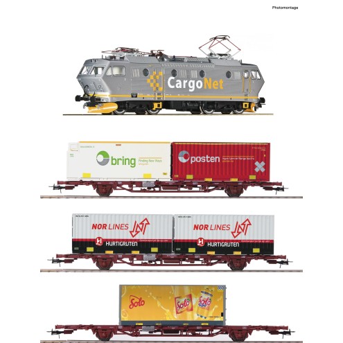 Roco 61486 - 4-tlg. Set: Elektrolokomotive EL 16 mit Güterzug, CargoNet