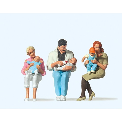 Preiser 63059 - Sitzende Eltern, Kinder
