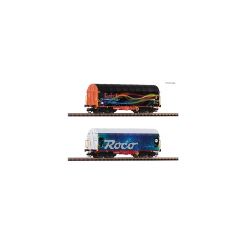 Roco 6680022 - 2er Set Schiebeplanenwag. Roco „Spur TT“
