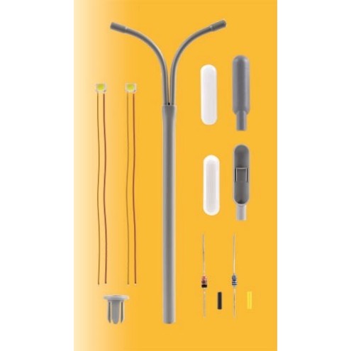 Viessmann 6723 - H0 Bausatz Peitschenleuchte, doppelt, LED weiß