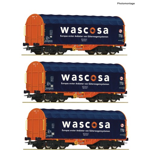 Roco 76009 - 3er Set Schiebeplanenwag.