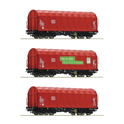Roco 76011 - 3er Set Schiebeplanenwag. DB